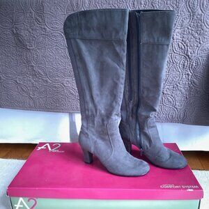 A2 by Aerosoles gray suede high heel boots 8 M